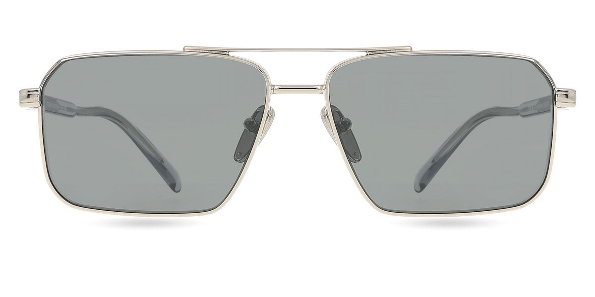 Prada PR A57S 1BC175, Silver frame, Dark Grey Silver Mirror lenses
