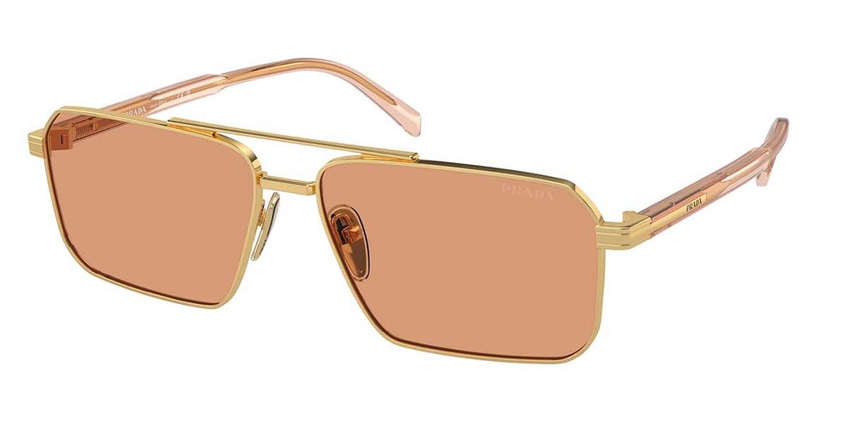 Prada PR A57S 5AK07V, Gold frame, Orange lenses