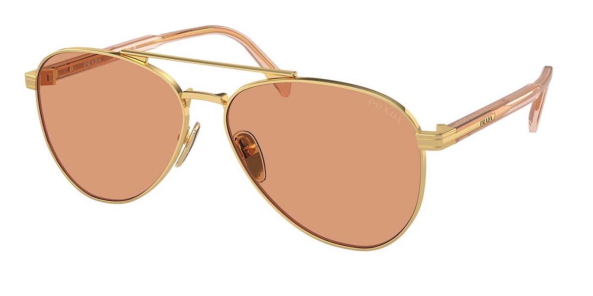 Prada PR A58S 5AK07V, Gold frame, Orange lenses