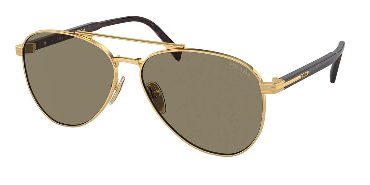 Prada PR A58S 5AK90F, Gold frame, Light Brown lenses