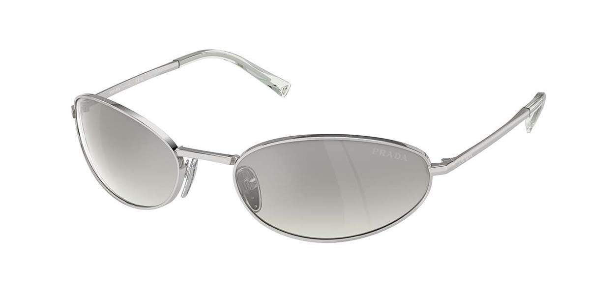 Prada PR A59S 1BC80G, Silver frame, Silver Grey Mirror lenses