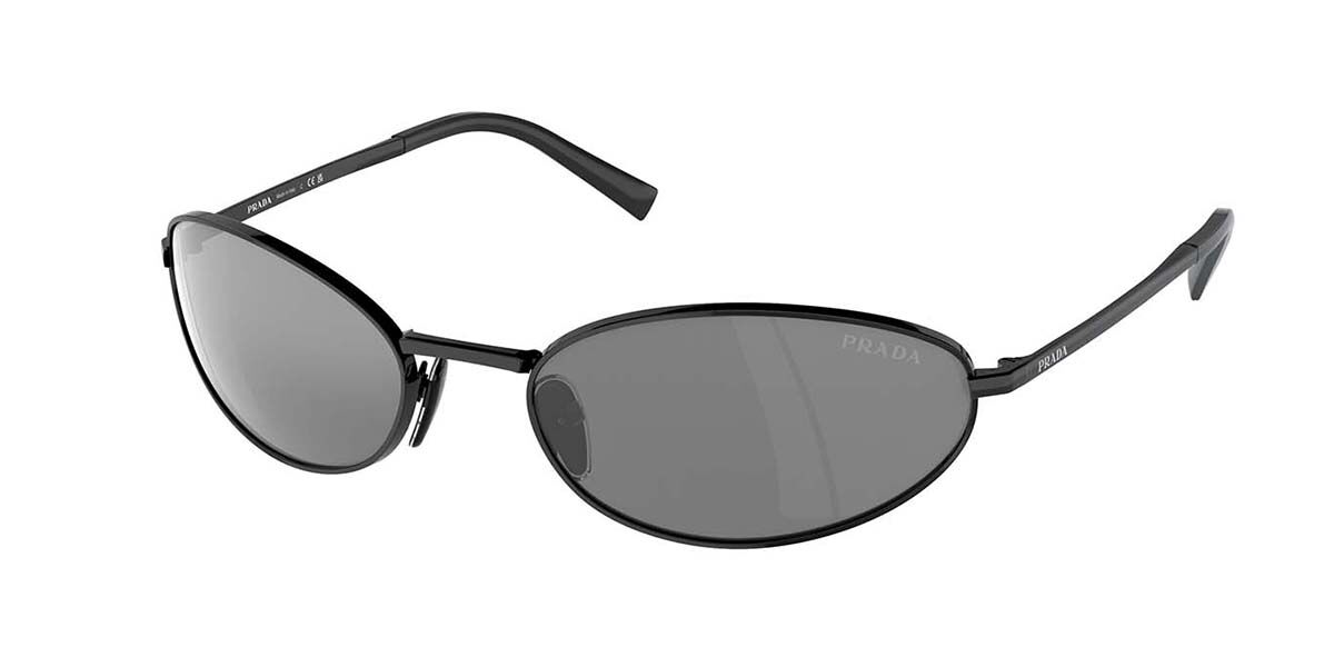 Prada PR A59S 1AB60G, Black frame, Silver Grey Mirror lenses