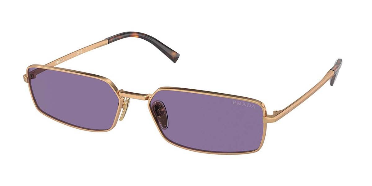 Prada PR A60S 7OE01O, Gold frame, Violet lenses