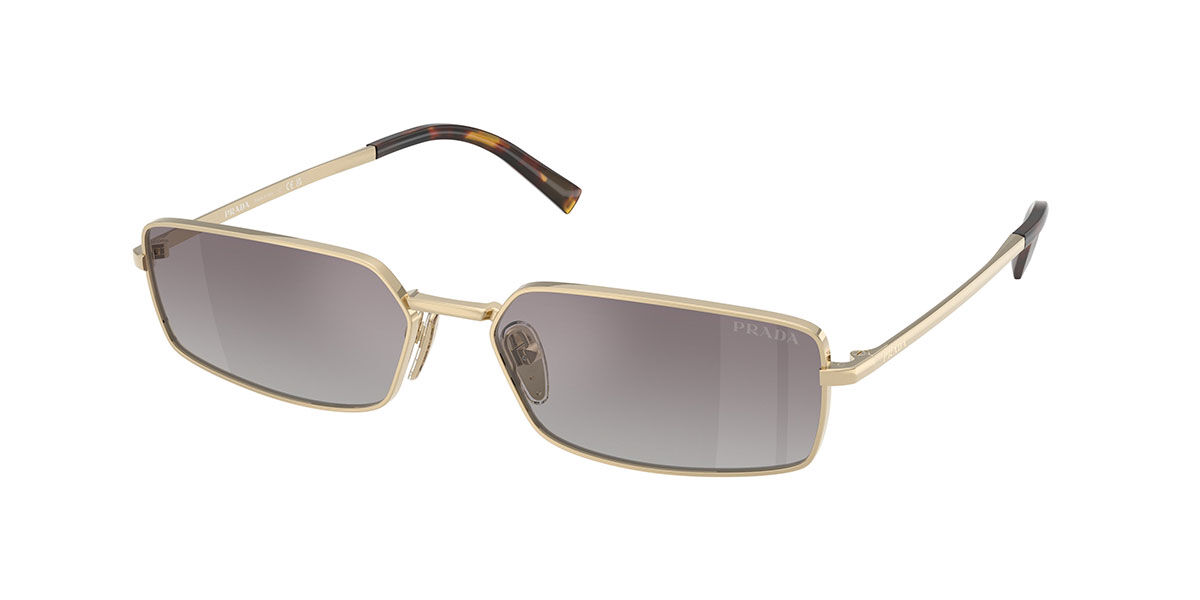 Prada PR A60S ZVN30C, Gold frame, Silver Mirror Gradient Blue lenses