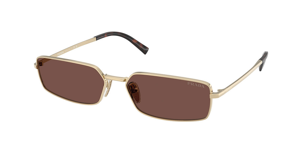 Prada PR A60S ZVN80T, Gold frame, Chocolate Brown lenses
