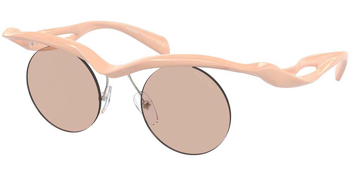 Prada PR A18S 18Q4I2, Pink frame, Light Brown lenses