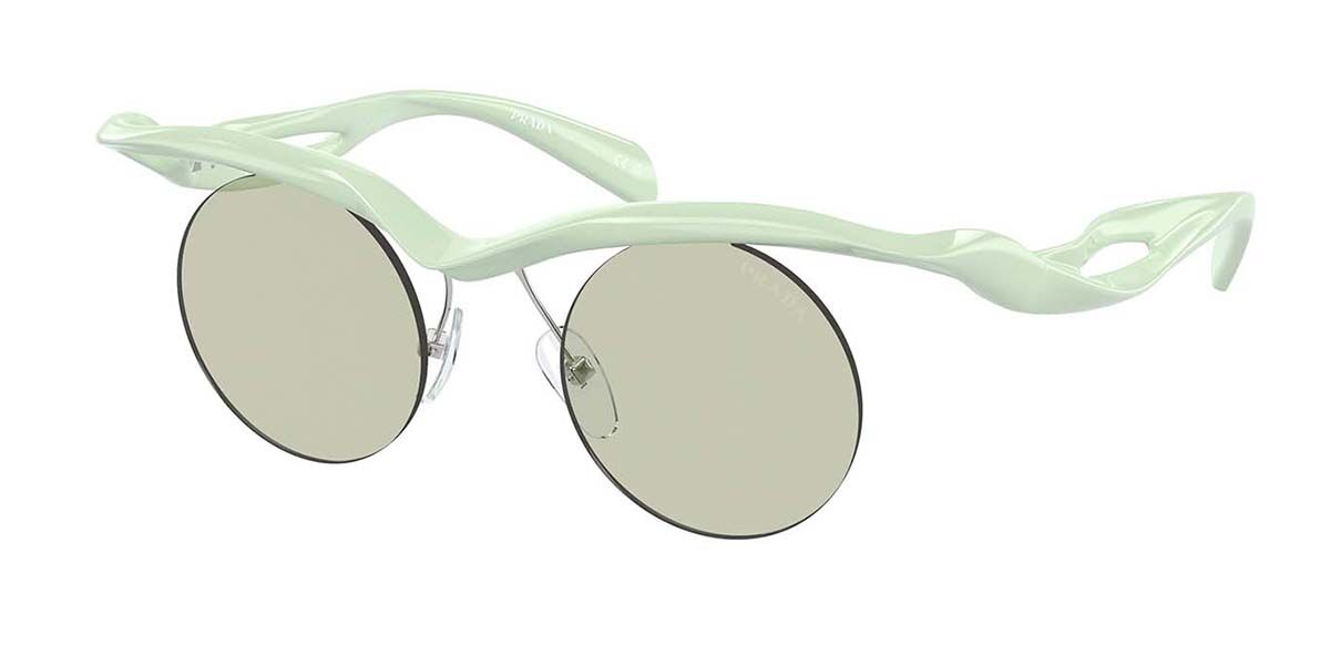 Prada PR A18S 17Q4R0, Green frame, Light Green lenses