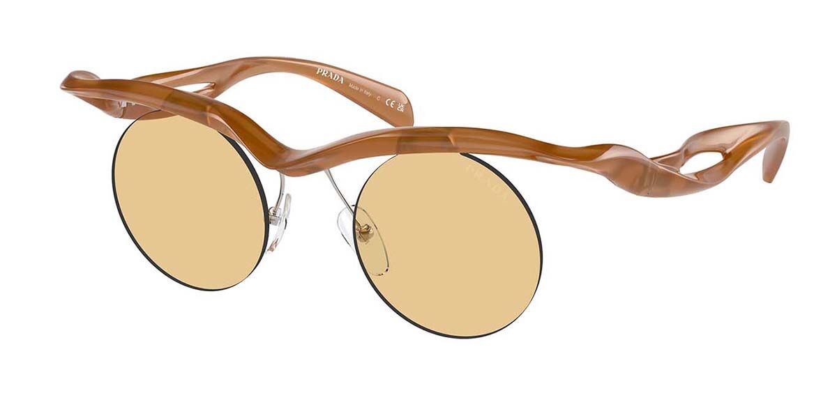 Prada PR A24S 13S80E, Brown frame, Light Yellow lenses