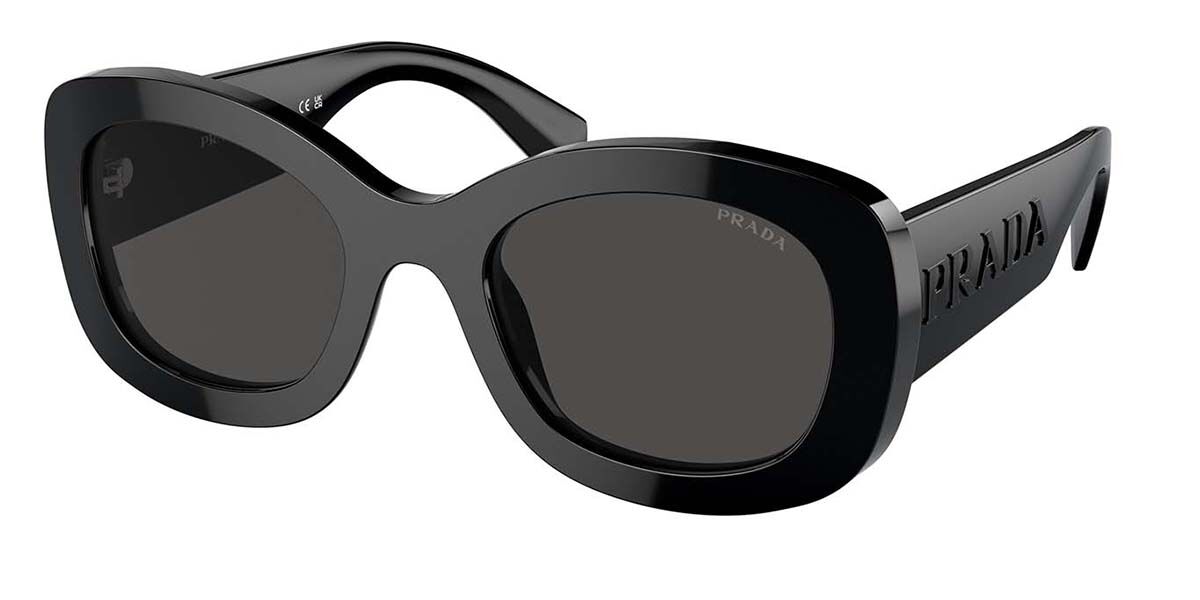 Prada PR A13SF Asian Fit 1AB5S0, Black frame, Dark Grey lenses