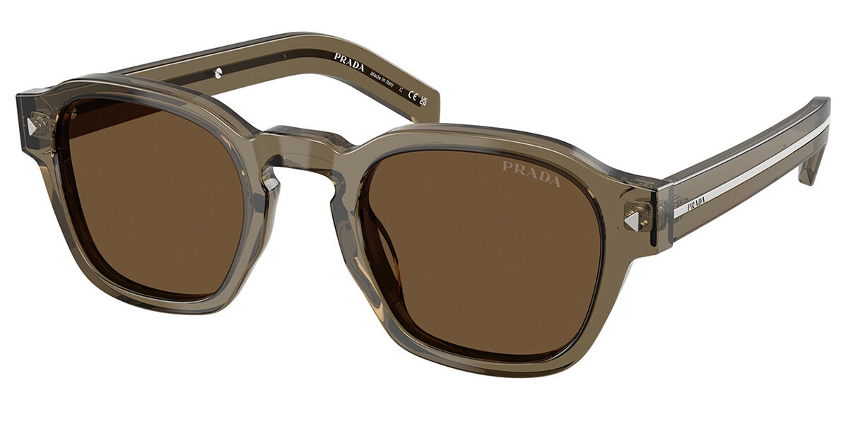 Prada PR A16SF Asian Fit 18T70F, Green frame, Dark Brown lenses