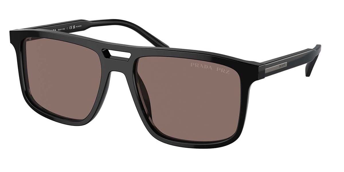 Prada PR A22SF Asian Fit Polarized 16K30H, Black frame, Brown Polarized lenses