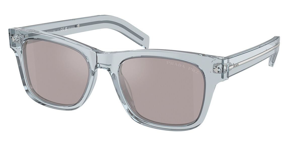 Prada PR A17SF Asian Fit Polarized 19T80F, Blue frame, Grey Polarized Mirror Gold Polarized lenses