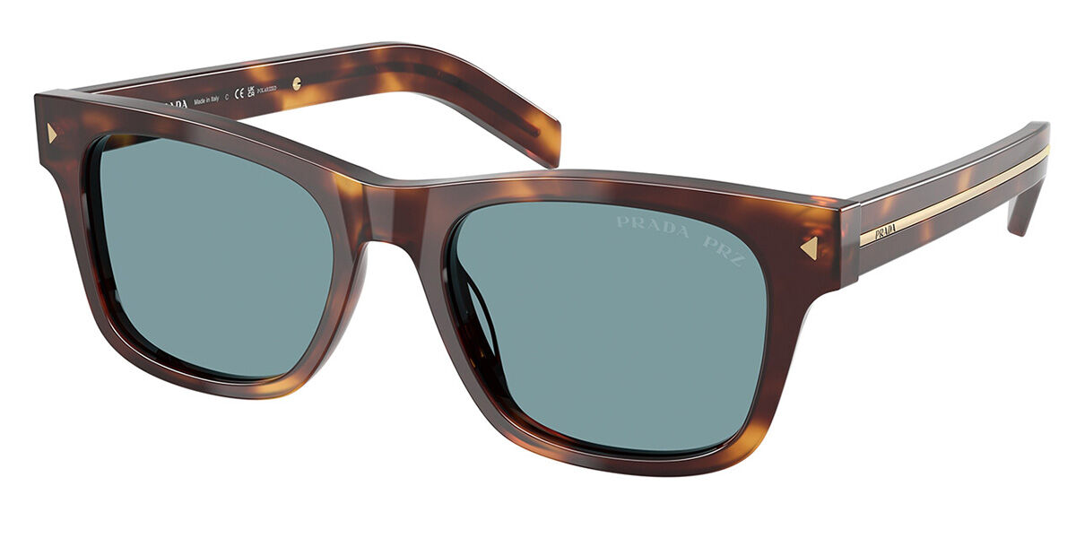 Prada PR A17SF Asian Fit Polarized 15W04D, Tortoiseshell frame, Green Polarized lenses
