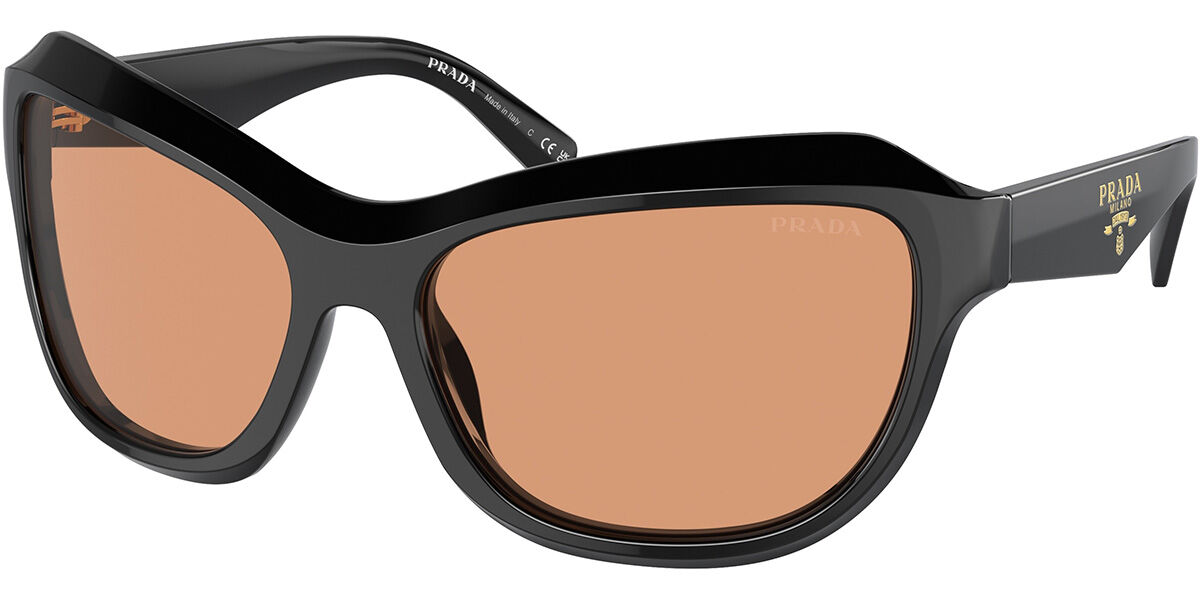 Prada PR A27SF Asian Fit 16K07V, Black frame, Orange lenses