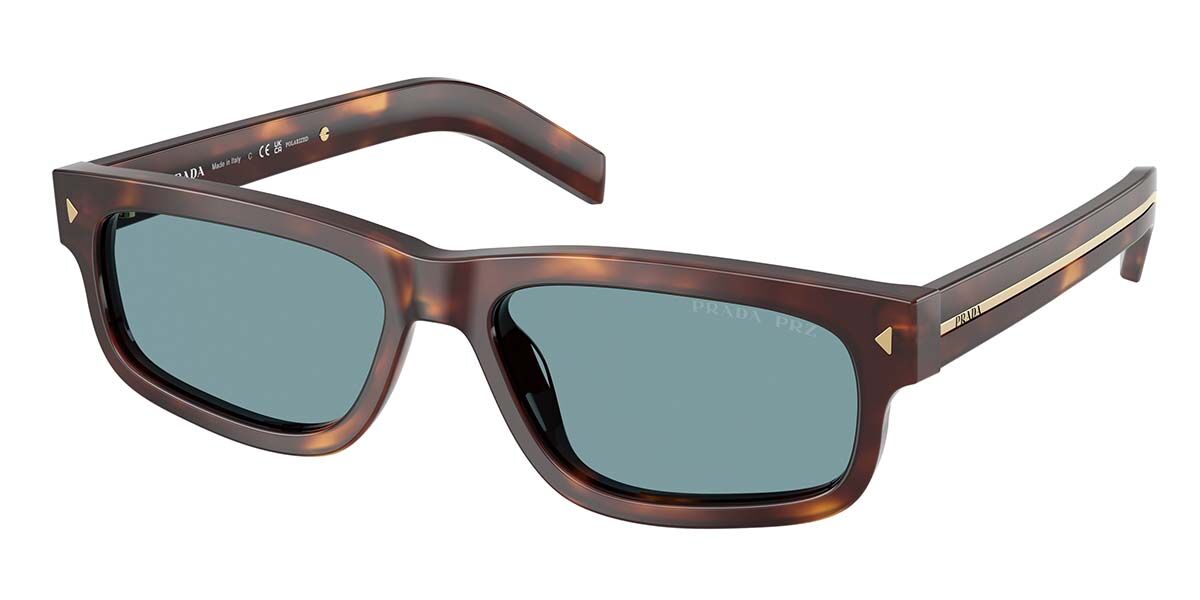 Prada PR B11SF Asian Fit Polarized 15W04D, Tortoiseshell frame, Green Polarized lenses