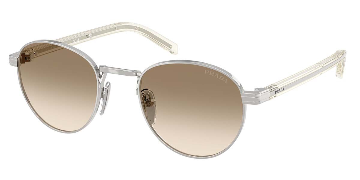 Prada PR B52S 1BC80K, Silver frame, Light Yellow With Brown Nuances lenses