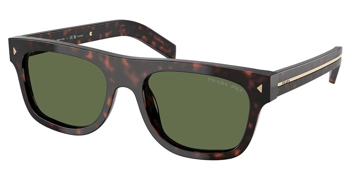 Prada PR B12S Polarized 17N20G, Tortoiseshell frame, Green Polarized lenses
