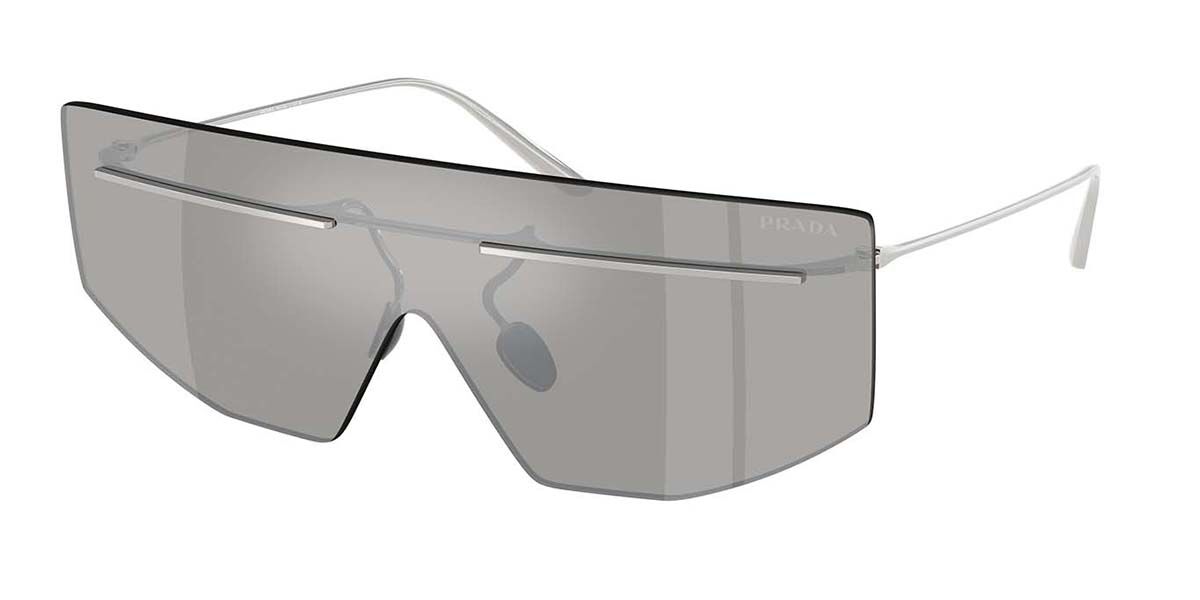 Prada PR B55S 1BC60N, Silver frame, Light Grey/Silver Mirror lenses