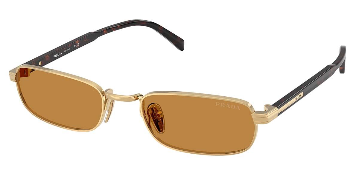 Prada PR B54S 5AK50P, Gold frame, Dark Honey Brown lenses