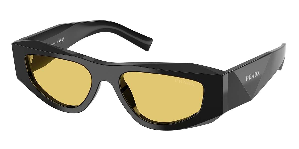 Prada PR B19S 16K455, Black frame, Yellow lenses