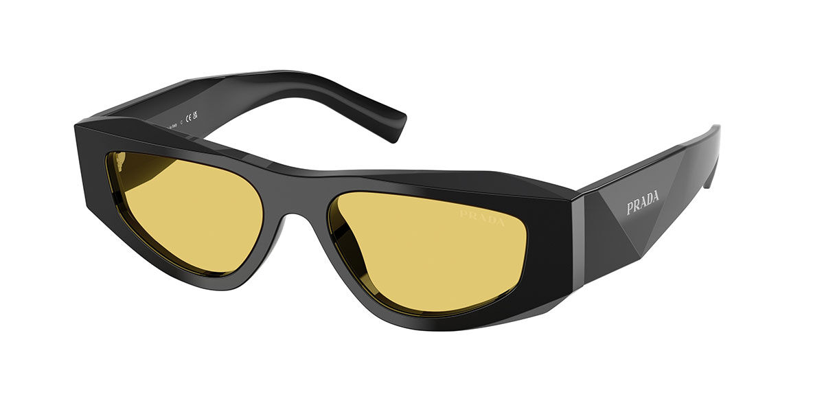 Prada PR B19SF Asian Fit 16K455, Black frame, Yellow lenses