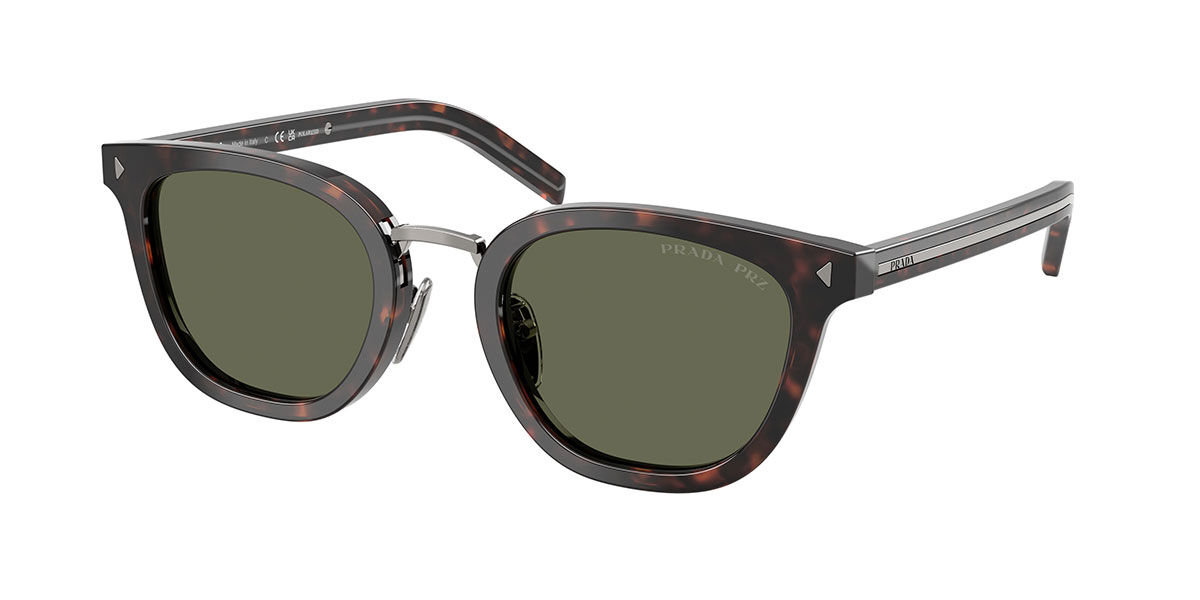 Prada PR C01SD Asian Fit Polarized 17N03R, Tortoiseshell frame, Green Polarized lenses