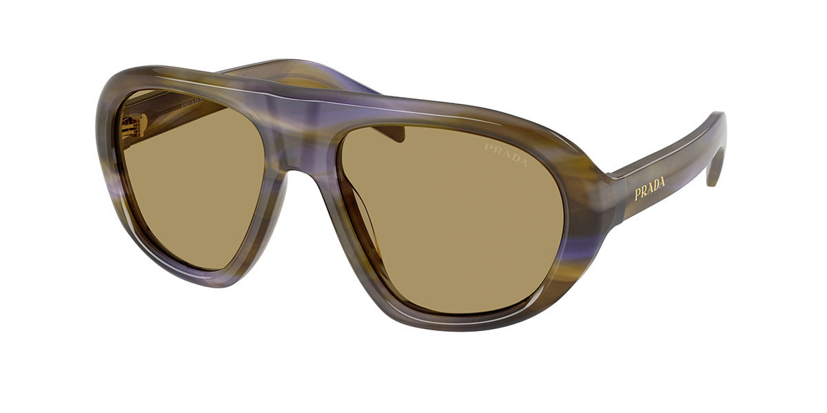 Prada PR C05S 23G70G, Brown frame, Olive Green lenses