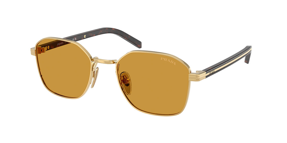 Prada PR C50S 5AK50P, Gold frame, Dark Honey Yellow lenses