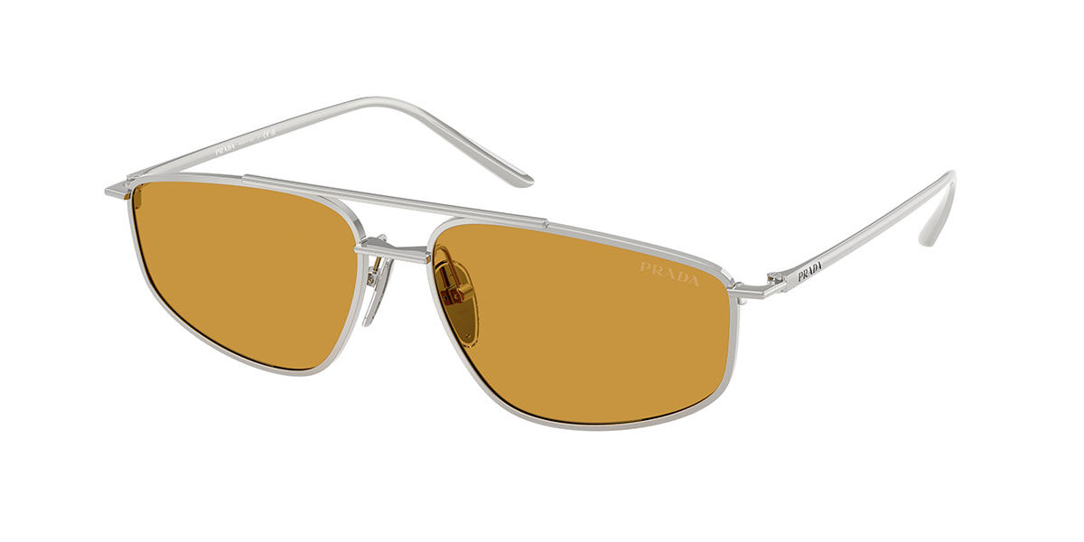 Prada PR C51S 1BC50P, Silver frame, Dark Honey Yellow lenses