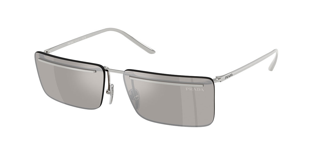 Prada PR C53S 1BC60N, Silver frame, Light Grey Mirror Silver lenses