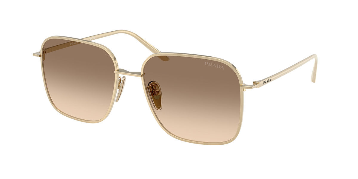 Prada PR C54SD Asian Fit ZVN50T, Gold frame, Light Brown Gradient Light Grey lenses