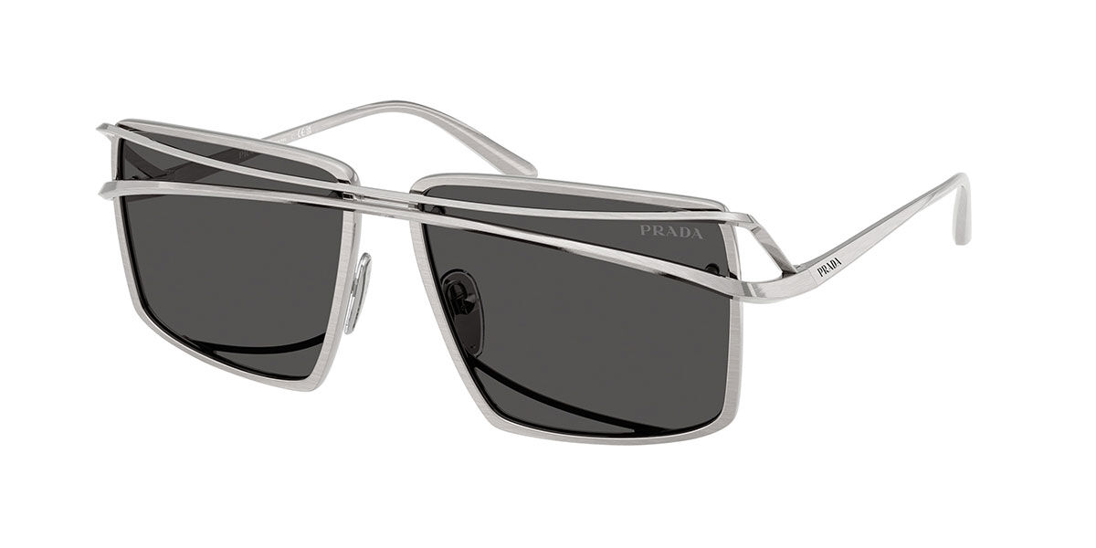 Prada PR C55S 28C08Z, Silver frame, Dark Grey lenses