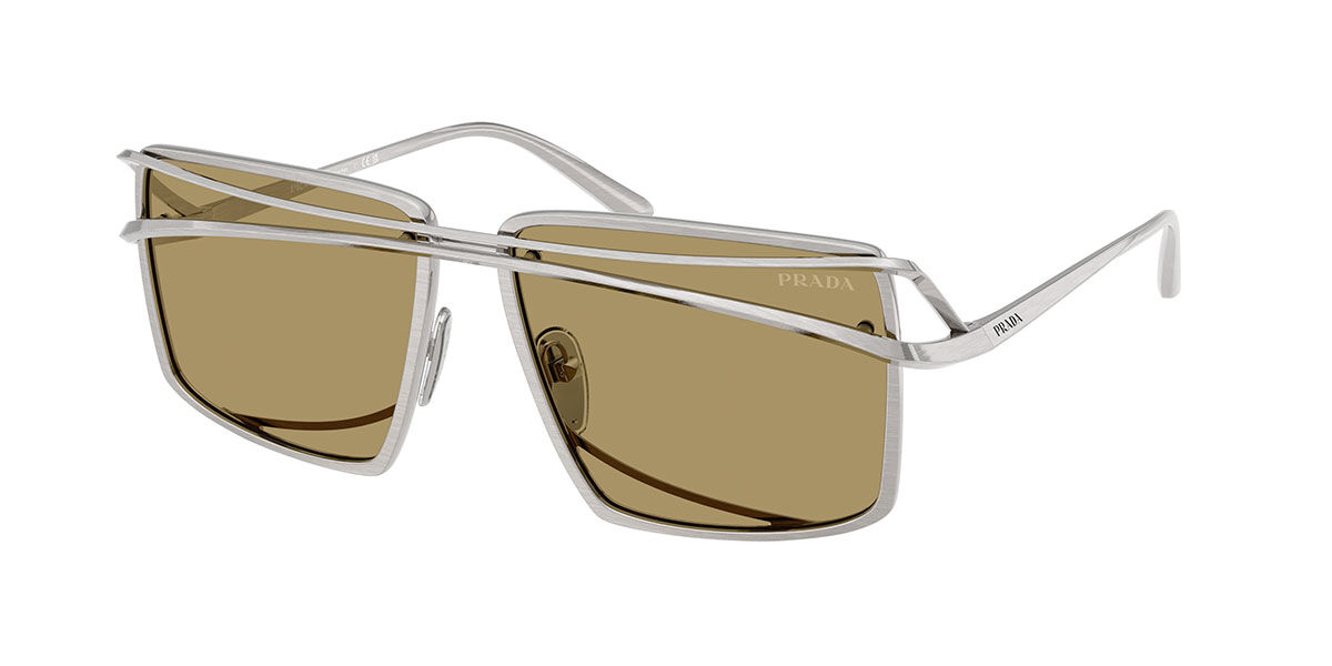 Prada PR C55S 28C70G, Silver frame, Olive Green lenses