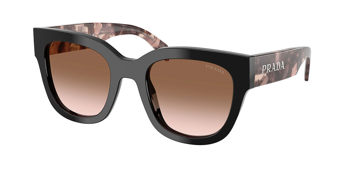 Prada PR C04SF Asian Fit 28F90P, Black frame, Gradient Brown lenses