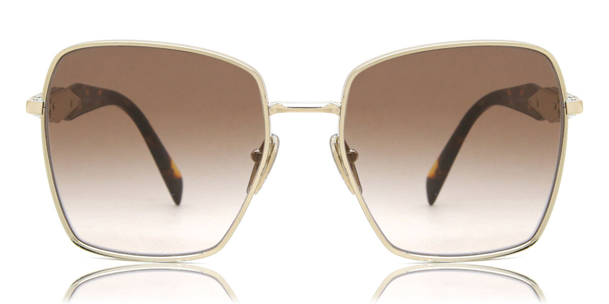 Prada PR 64ZS Asian Fit ZVN0A6, Gold frame, Brown lenses