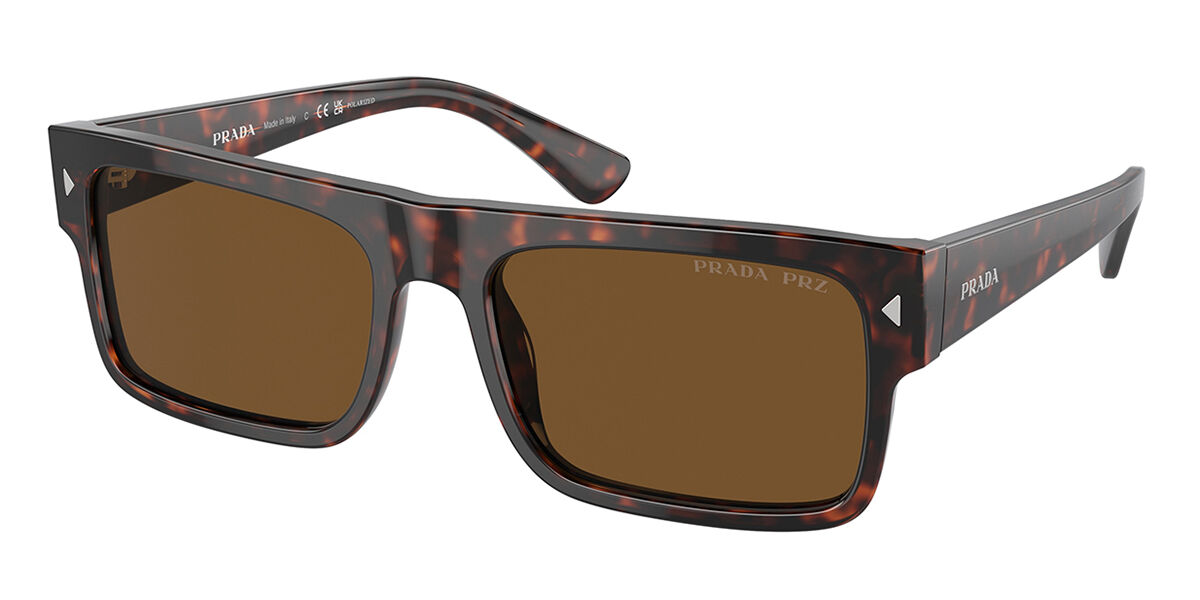 Prada PR A10SF Asian Fit Polarized 17N01D, Tortoiseshell frame, Brown Polarized lenses