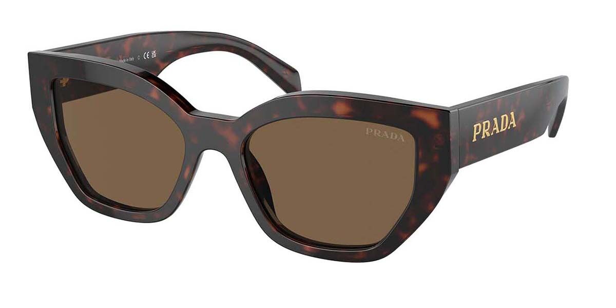 Prada PR A09SF Asian Fit 16N5Y1, Tortoiseshell frame, Dark Brown lenses