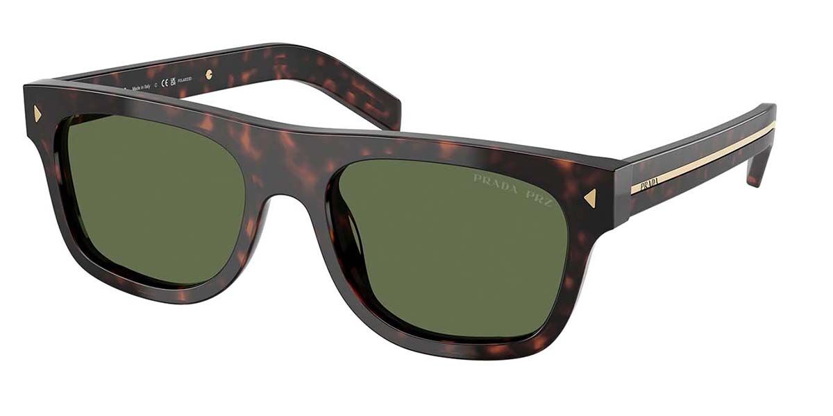 Prada PR B12SF Asian Fit Polarized 17N20G, Tortoiseshell frame, Green Polarized lenses