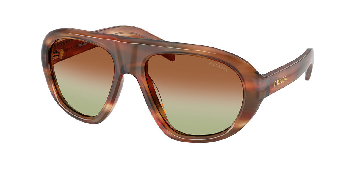 Prada PR C05SF Asian Fit 24G70T, Brown frame, Green/Brown lenses