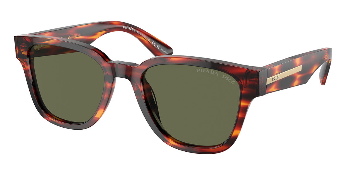 Prada PR A04S Polarized 13O03R, Tortoiseshell frame, Green Polarized lenses