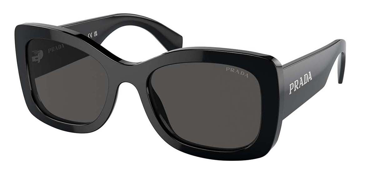Prada PR A08SF Asian Fit 1AB5S0, Black frame, Dark Grey lenses