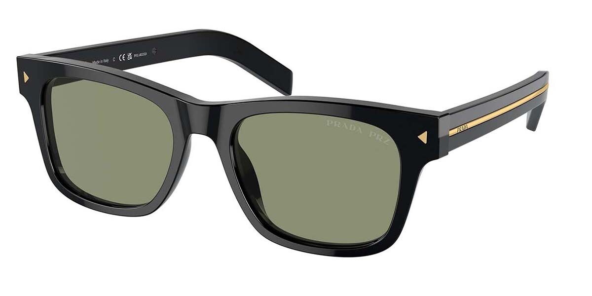 Prada PR A17S Polarized 16K20G, Black frame, Green Polarized lenses