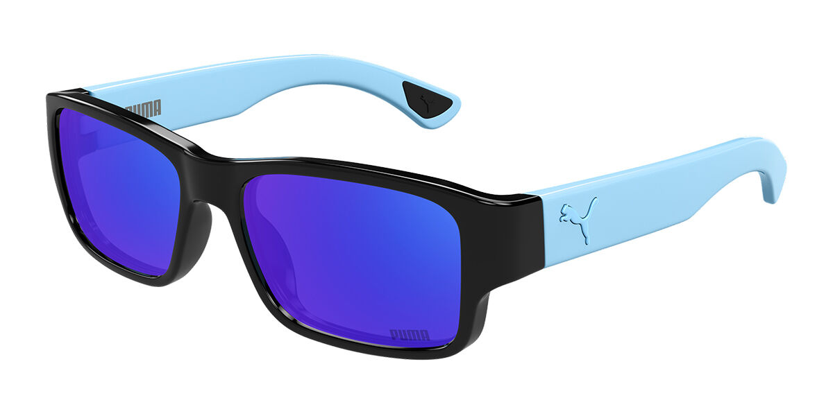 Puma PU0521SA Asian Fit 002, Black frame, Blue Mirror lenses