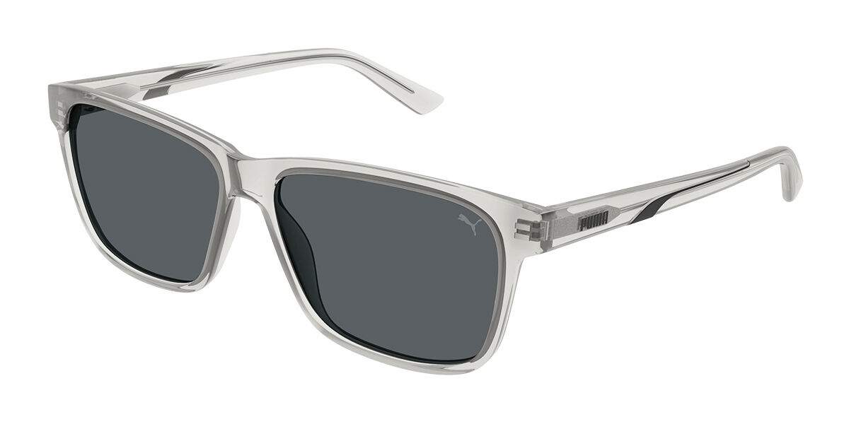 Puma PU0467S 005, Clear frame, Grey lenses