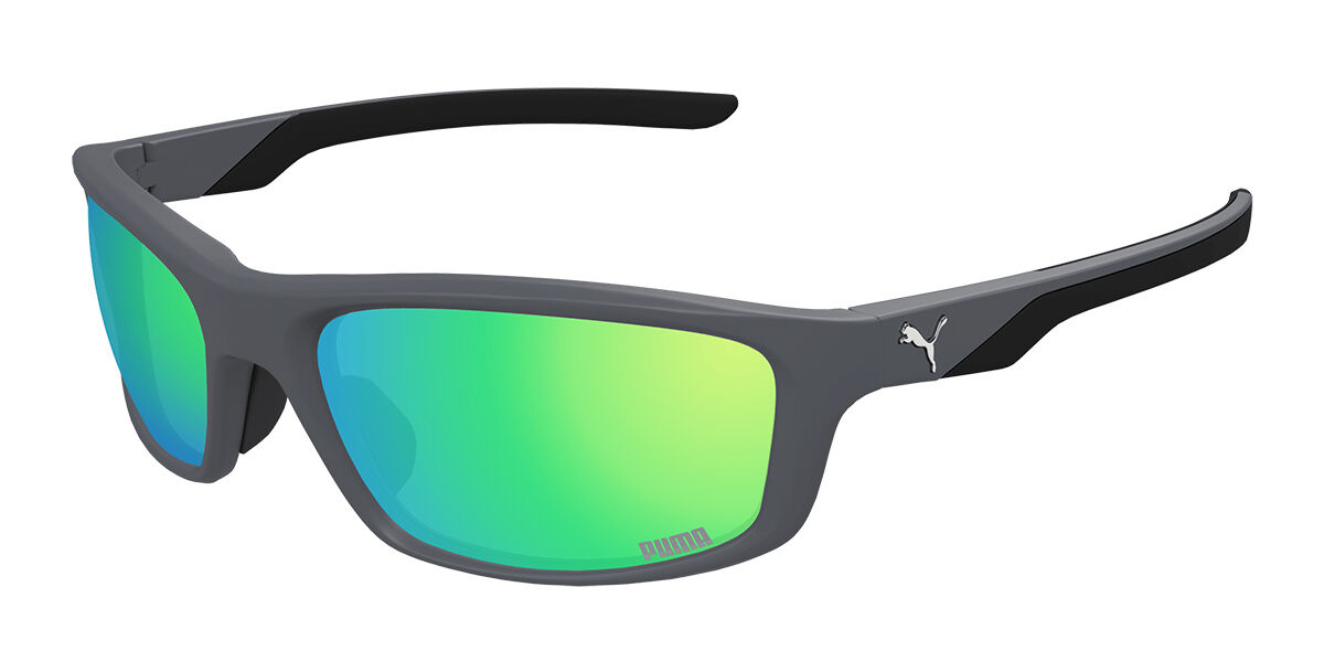 Puma PU0480S 003, Grey frame, Green Mirror lenses