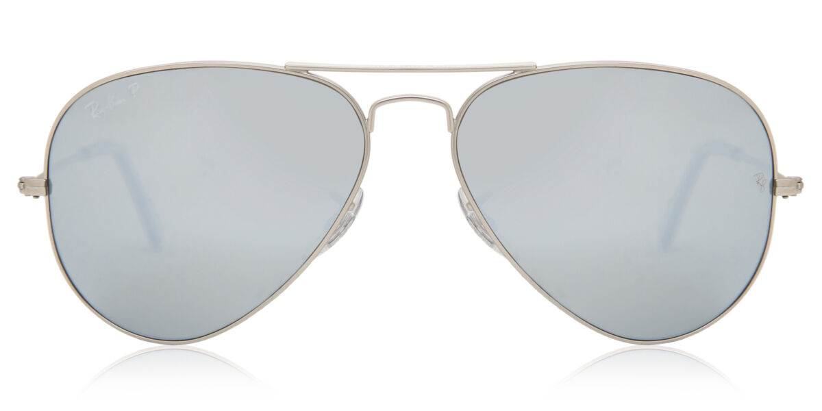 Ray-Ban RB3025 Aviator Large Metal Polarized 019/W3 Men's Sunglasses Silver Size 58