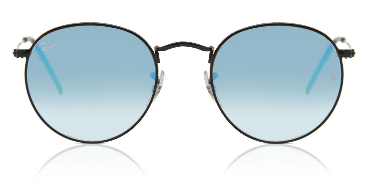 Ray-Ban RB3447 Round Flash Lenses Gradient 002/4O, Black frame