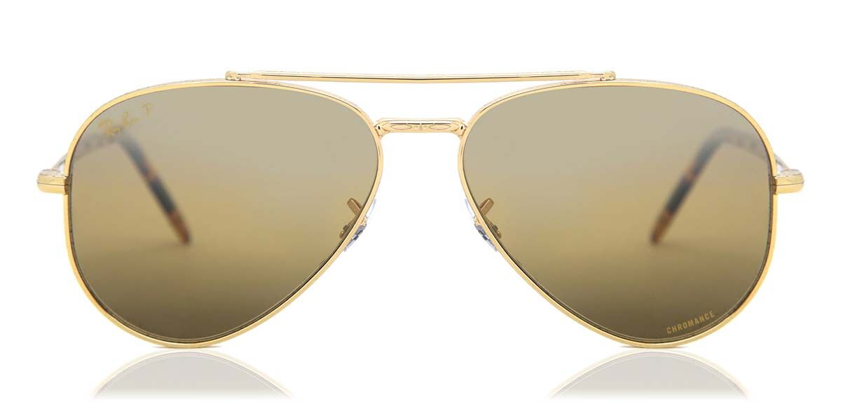 Ray-Ban RB3625 New Aviator Polarized 9196G5, Gold frame
