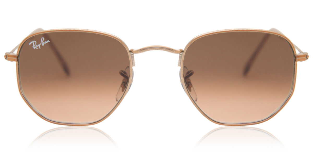 Ray-Ban RB3548N Hexagonal Metal Flat Lenses 9069A5, Brown frame