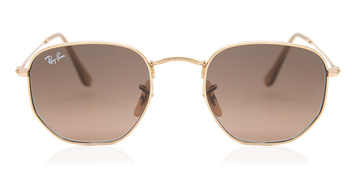 Ray-Ban RB3548N Hexagonal Metal Flat Lenses 912443, Gold frame